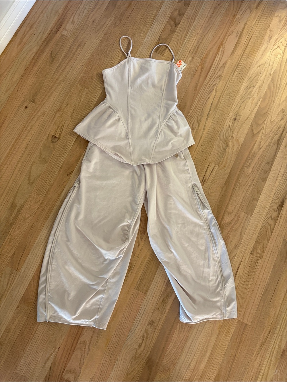 Women's Wide-Leg 2 piece set Jumpsuit in Light Beige